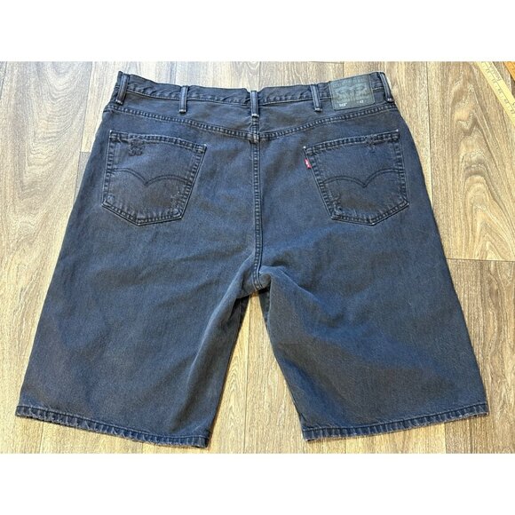 Levi's 569 Black Denim Shorts Loose-Fit Straight Men’s Plus Size 42 Distressed - Picture 4 of 12